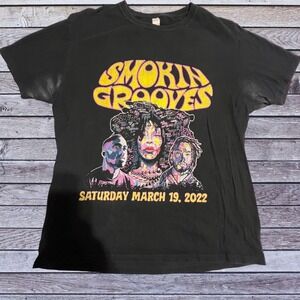 Player Tees Large Smokin Grooves T-Shirt Mens Black Good 2022 Music Festival Nas